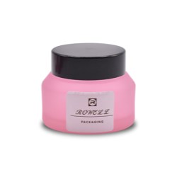 Pink Frosted Glass Cream Jar